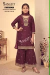 Fathima By Sangeet Vichitra Blooming Silk Kids Girls Wear Kurti Set